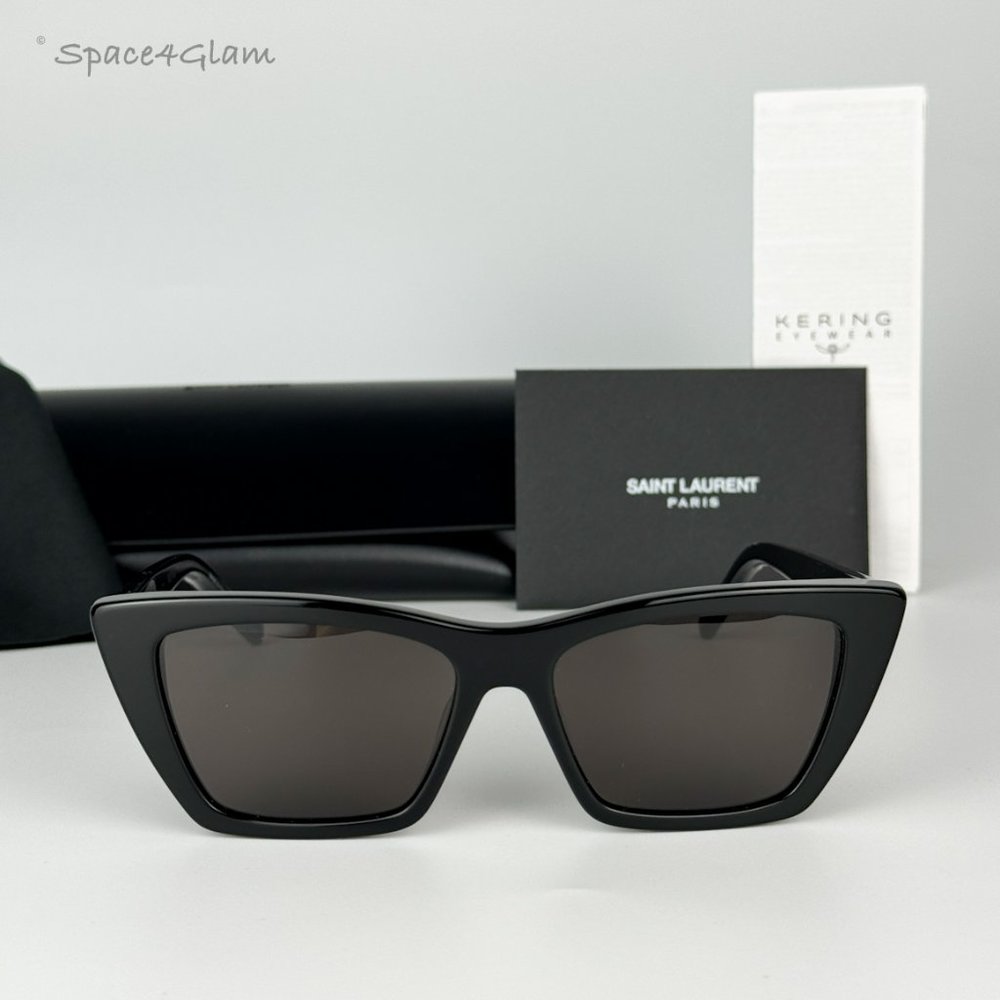 NEW Saint Laurent SL276 MICA 001 Black Gray Cat Eye Women Sunglasses - Picture 4 of 12